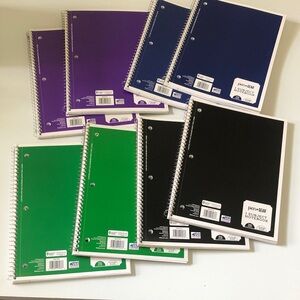 New Pen+Gear Spiral Notebooks - Black, Green, Blue, Purple (Lot of 8)